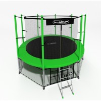 Батут i-Jump Classic 12FT 366 см с нижней сетью и лестницей зеленый