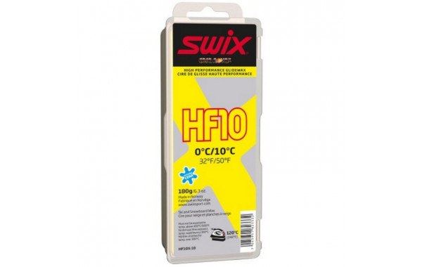 Парафин высокофтористый Swix HF10X Yellow (0°С +10°С) 180 г. 600_380