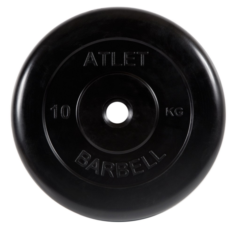 Диск обрезиненный d31мм MB Barbell Atlet 10кг черный MB-AtletB31-10 1018_1000