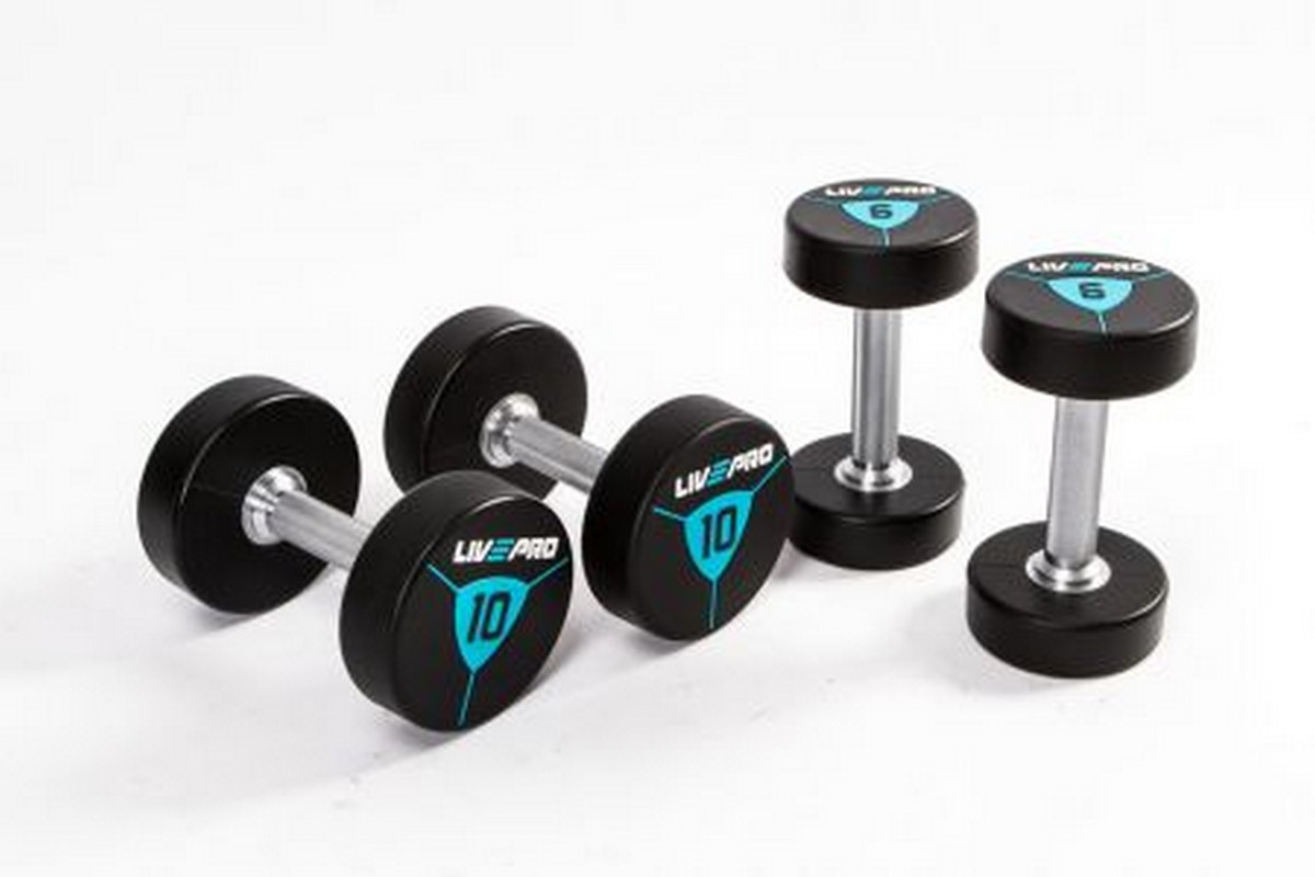 Гантели в уретане 42 кг Live Pro Premium Urethane Dumbbells LP8000-42 1200_800