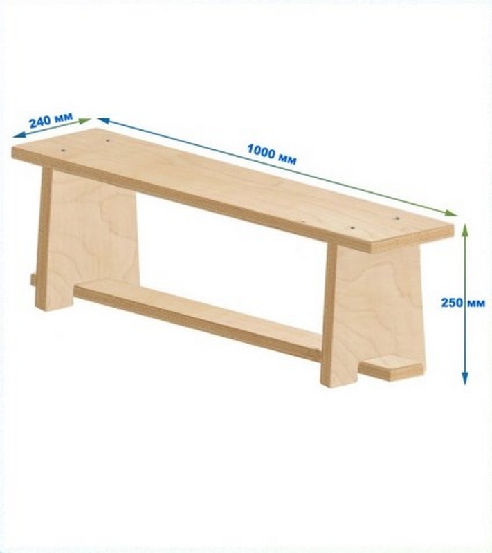 Скамейка гимнастическая 1000мм ЭКО (фанерная) ножки фанера Dinamika 711_800