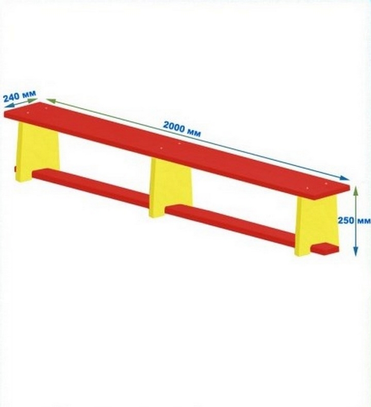 Скамейка для детского сада цветная 2000 мм Dinamika 730_800