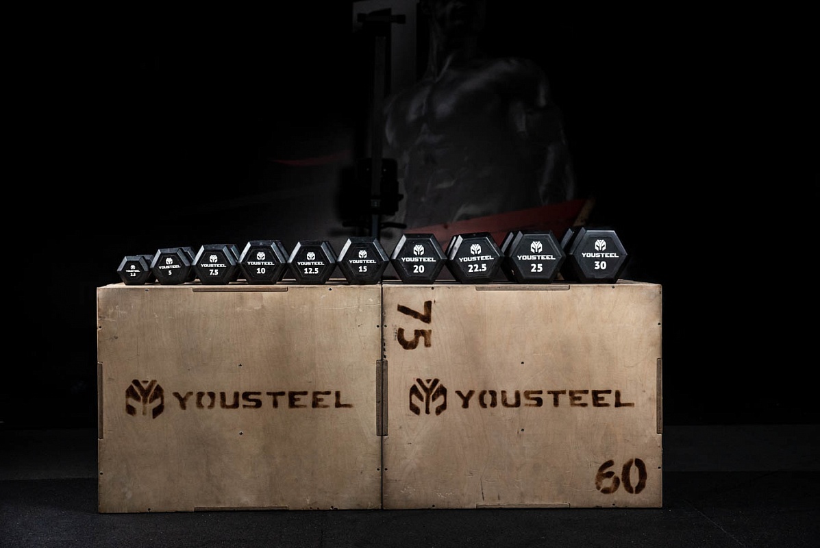 Гантель обрезиненная YouSteel HEX DB 22,5 кг 1197_800