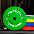 Диск 10кг, каучуковый, тренировочный, зеленый YouSteel 120_120